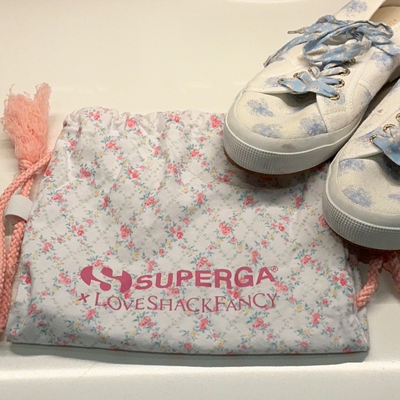 SUPERGA x LOVE SHACK FANCY Blue White Low Profile Floral Print Sneakers EU 41 - Picture 9 of 10